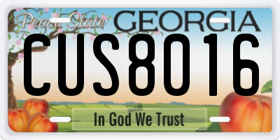 GA license plate CUS8016