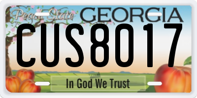 GA license plate CUS8017