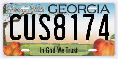 GA license plate CUS8174
