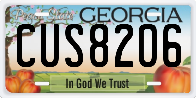 GA license plate CUS8206