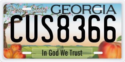 GA license plate CUS8366