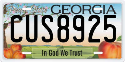 GA license plate CUS8925