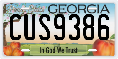 GA license plate CUS9386