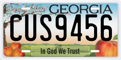 GA license plate CUS9456