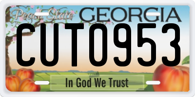 GA license plate CUT0953
