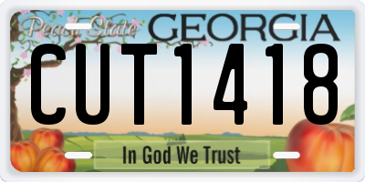 GA license plate CUT1418