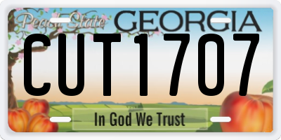 GA license plate CUT1707
