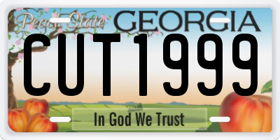 GA license plate CUT1999