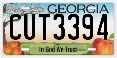 GA license plate CUT3394