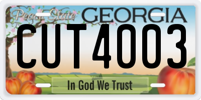 GA license plate CUT4003