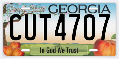 GA license plate CUT4707
