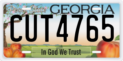 GA license plate CUT4765