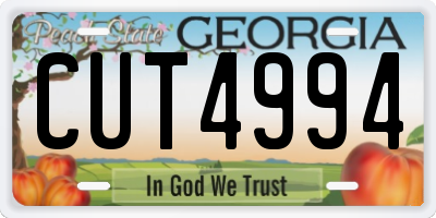 GA license plate CUT4994