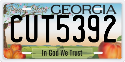 GA license plate CUT5392