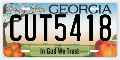 GA license plate CUT5418