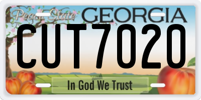 GA license plate CUT7020