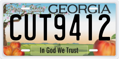 GA license plate CUT9412