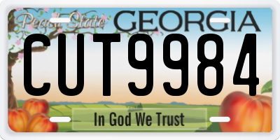GA license plate CUT9984