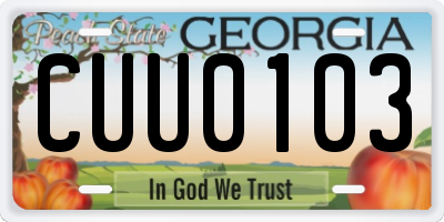 GA license plate CUU0103