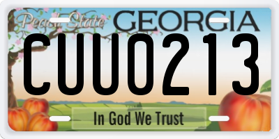 GA license plate CUU0213