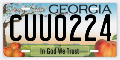 GA license plate CUU0224