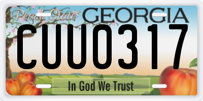 GA license plate CUU0317
