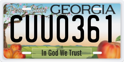 GA license plate CUU0361