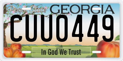 GA license plate CUU0449
