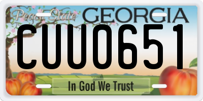 GA license plate CUU0651