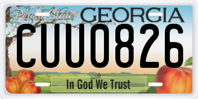 GA license plate CUU0826
