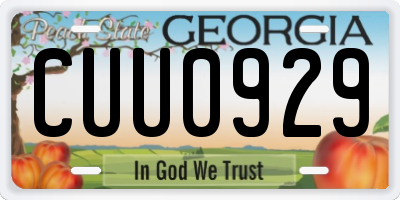GA license plate CUU0929