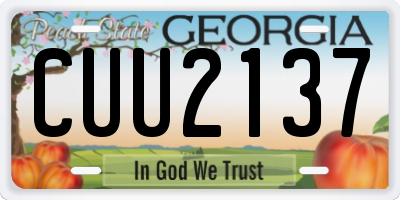 GA license plate CUU2137