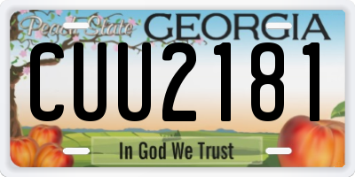 GA license plate CUU2181