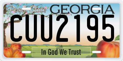 GA license plate CUU2195