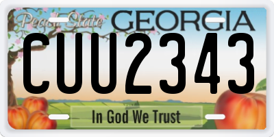 GA license plate CUU2343