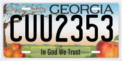 GA license plate CUU2353