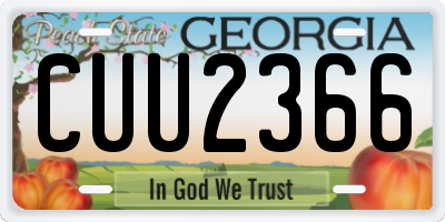 GA license plate CUU2366
