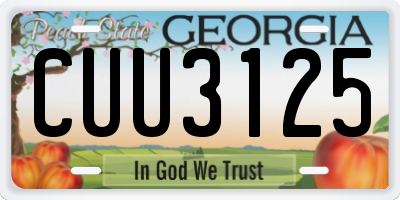 GA license plate CUU3125