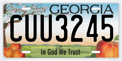 GA license plate CUU3245