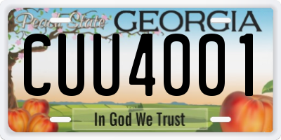 GA license plate CUU4001