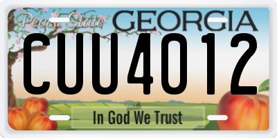 GA license plate CUU4012