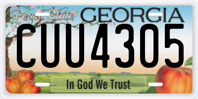 GA license plate CUU4305
