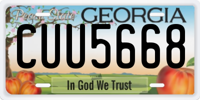 GA license plate CUU5668