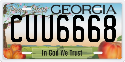 GA license plate CUU6668
