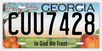 GA license plate CUU7428