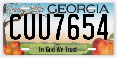 GA license plate CUU7654