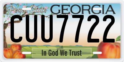 GA license plate CUU7722