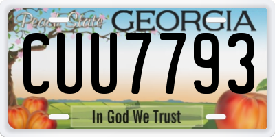 GA license plate CUU7793
