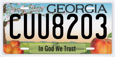 GA license plate CUU8203