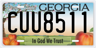 GA license plate CUU8511